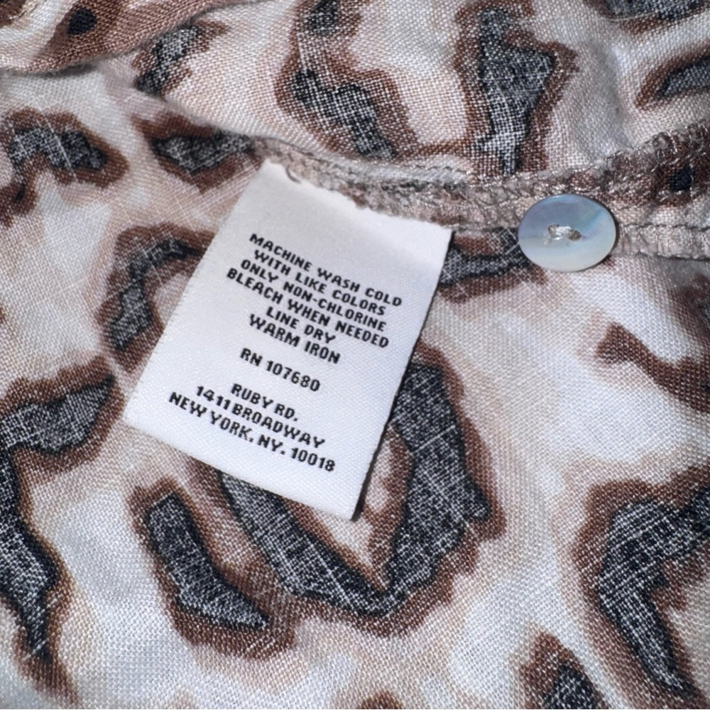 Ruby Rd. Animal Print Linen Blouse 1X - Picture 6 of 9